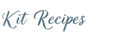 Kit Recipes text logo in elegant handwritten script with a soft blue color